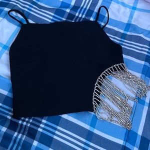 Black knit crop top